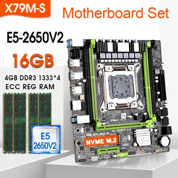 Conjunto de placa base X79 m-s 2,0 con LGA2011, combos Xeon E5 2650 V2, CPU 4 piezas x 4GB = 16GB de memoria DDR3 ECC RAM 1333Mhz NVME M.2 slot