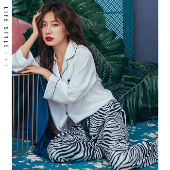 

Sexy Pajamas Set Silk Pajamas For Women Pajamas Animal Sleepwear Satin Set Zebra Night Suit Sexy Nightwear Pajamas Lounge Wear