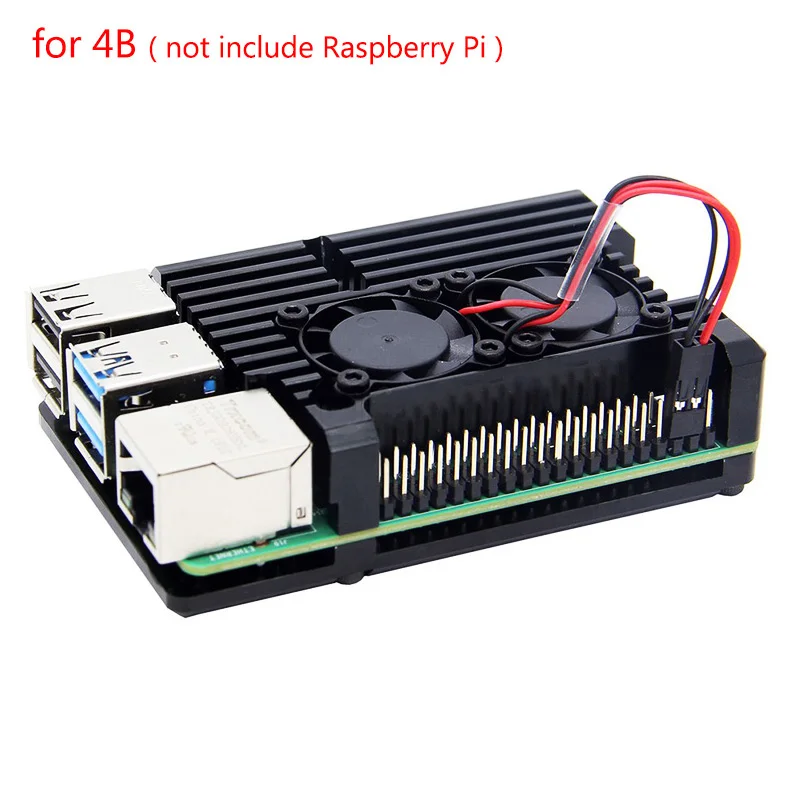 

Алюминиевый Чехол для Raspberry Pi 4 Model B с двойным вентилятором, металлический корпус, корпус для Raspberry Pi 4B, металлический корпус, чехол