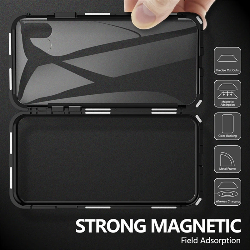 Metal Magnetic Adsorption Glass Case For iphone XR X XS 7 8 Plus 6 6S 11 5