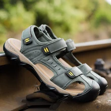 Тренд; пляжные сандалии; удобная мужская повседневная обувь; большие размеры; уличные кожаные мужские сандалии; нескользящие туристические сандалии для мужчин; s