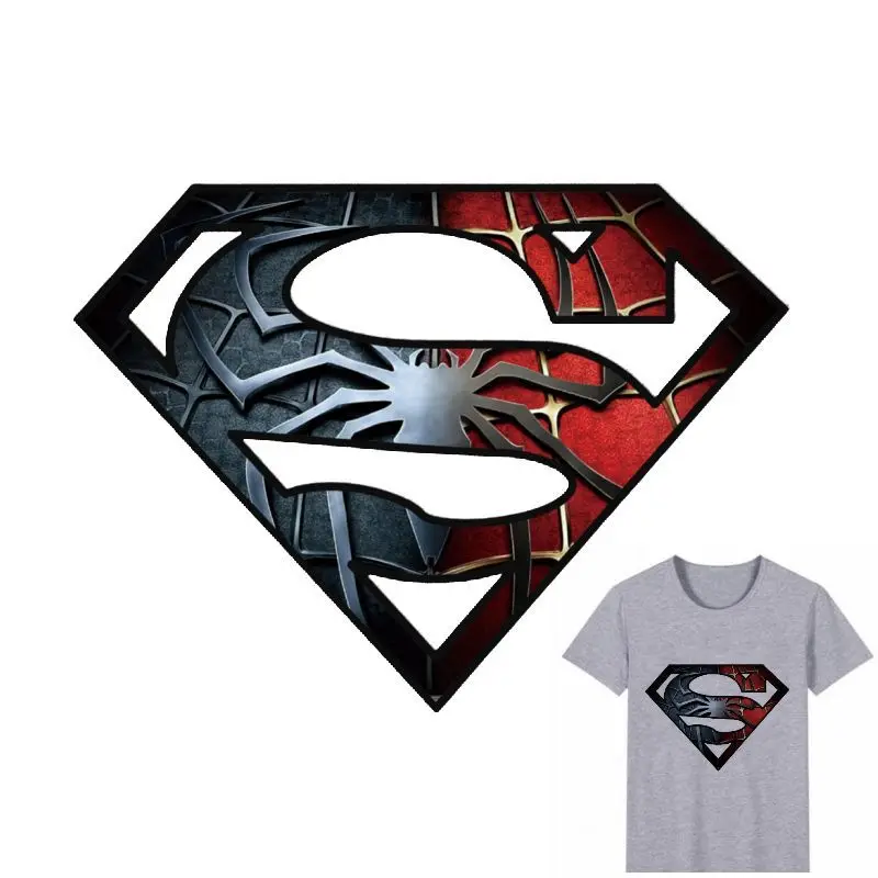 

25x18cm Fashion Super Hero Iron On Patches DIY Accessory Heat Transfer Washable Thermal Stickers For Clothes Hoodies Jeans
