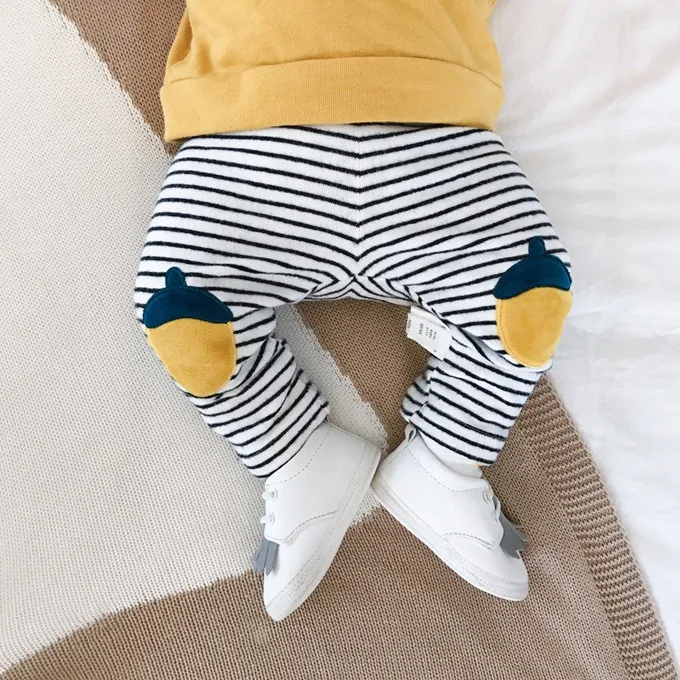 Мини Babe городская Одежда для младенцев Детские универсальные брюки; сезон весна-осень; новые продукты детская одежда платья в полоску с рисунком, детская одежда