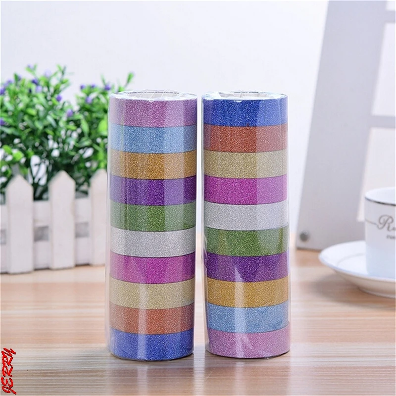 10 rollos/lote 3M papel Washi brillante Etiqueta de cinta adhesiva de papel adhesivo de la escuela, la Oficina cinta de etiquetas artesanales para DIY de Color al azar