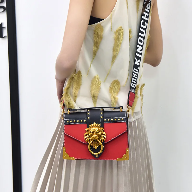 Модная женская сумка через плечо красная с клапаном из искусственной кожи 2020