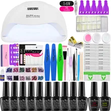 54/48/36 Вт светодиодный потолочный светильник комплект Сушилка для ногтей 10 видов цветов УФ Гель-лак 1 база 1 топовое покрытие ружье гвоздя набора без каких-либо Набор лаков для ногтей без каких-либо набор лампы