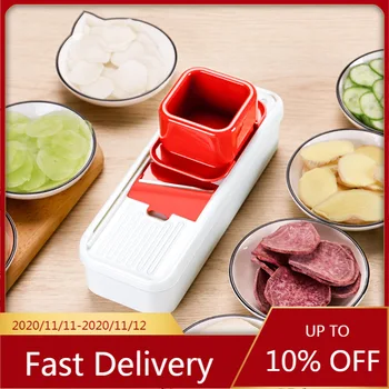 

1PC Manual Vegetable Slicer Potato Cutter Kitchen Tool Peeler Carrot Shredder Grater Dicer with 2 Pieces Stainless Steel Blade
