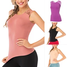 Женская футболка для йоги с вырезами на плечах, быстросохнущая Спортивная майка без рукавов, майка для йоги, фитнеса XR-Hot