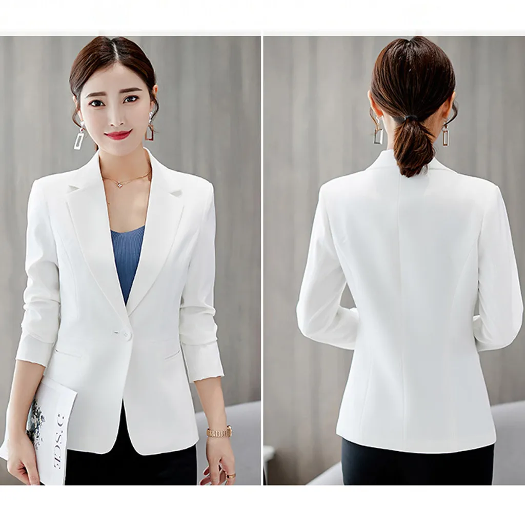 Women Blazer Formal Blazers Ladies Long Sleeve Double-Breasted Slim Lady Office Work Suit Coat Femme Jackets Overcoat#WS