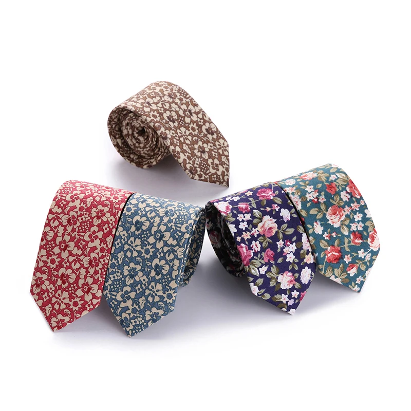 

Tie for Men Slim Tie cotton Necktie Cotton Narrow Cravat Floral Blue Black Red Stripe Party Formal Ties Fashion
