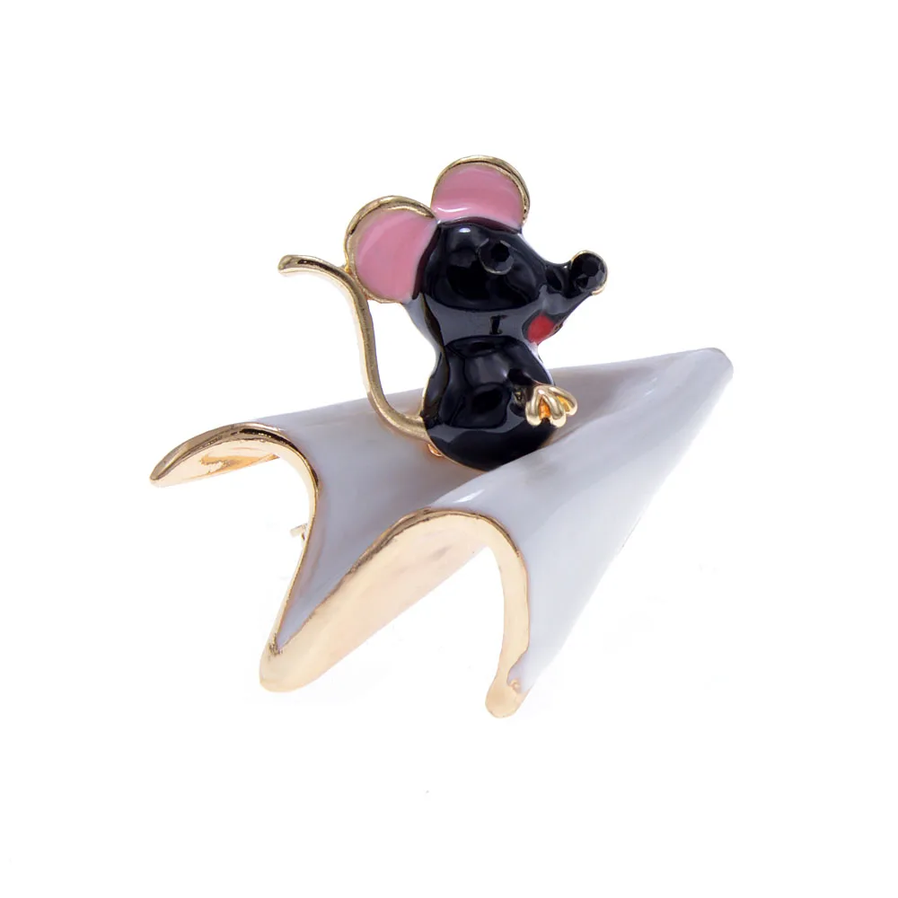 CINDY XIANG эмаль Take Airplan брошь в виде мыши для детей и женщин, броши на булавке, модные украшения, 4 цвета на выбор, китайская брошь в виде мыши - Окраска металла: black