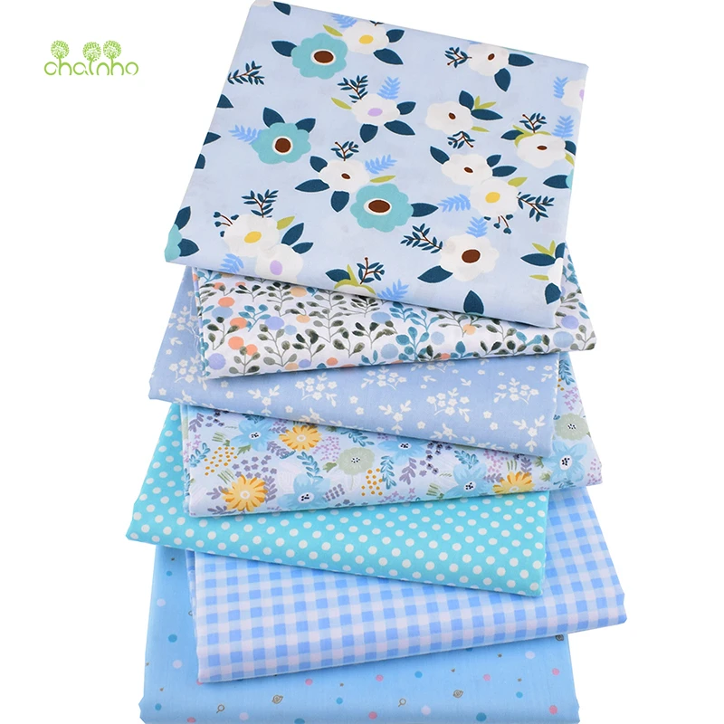 Chainho, 7 шт., Цветочная серия, печатная твиловая, хлопковая ткань, Лоскутная Ткань для DIY шитья стеганого материала для малышей и детей, 40x50 см