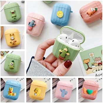 

Cute Animal Anti-Fall Silicone Case For Airpods Case 2 Cover Plastic Little Frog Cactus Funda Coque Cover For Air Pods Airpot 2