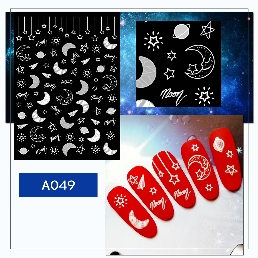 A049white 3D Белый Рождественский дизайн наклейки для ногтей - Цвет: A049white