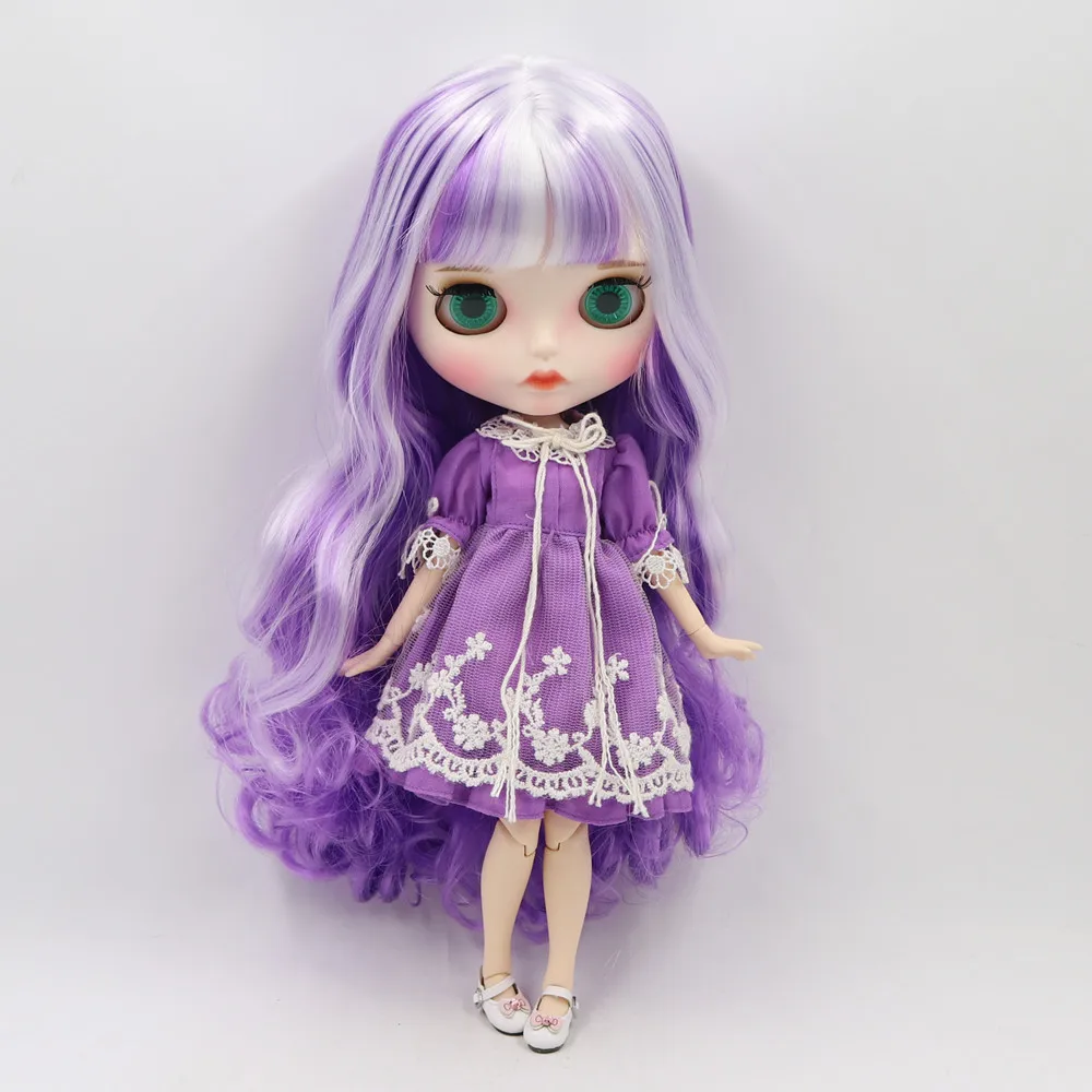 ICY DBS Blyth doll joint body custom face purple hair only nude doll DIY special 1/6 bjd