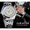 Jaragar White Dial Automatic Watch Complete Calendar Silver Stainless Steel Luminous Business Sport Mechanical Date Wristwatch ► Photo 3/6