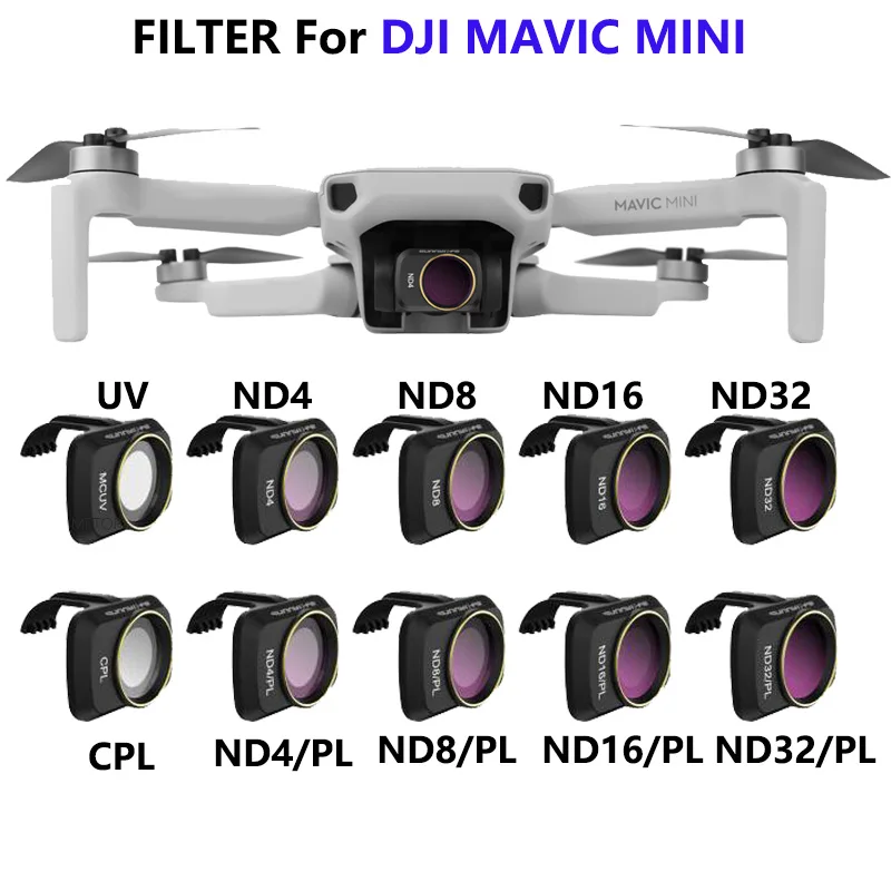 Объектив для беспилотника фильтр MCUV ND4 ND8 ND16 ND32 CPL ND/PL Комплект фильтров для DJI Mavic Mini Drone аксессуары