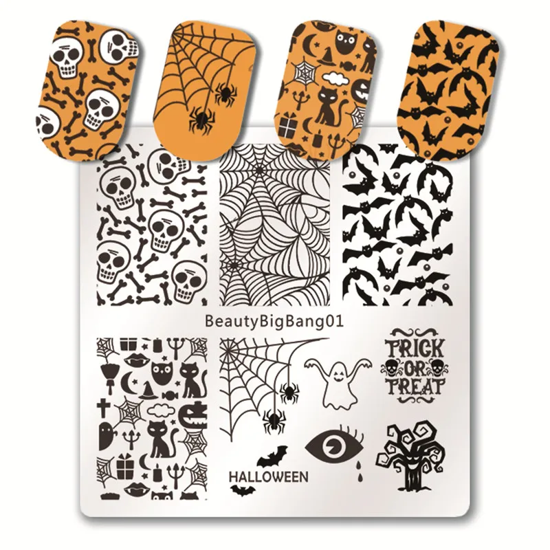 BeautyBigBang 6 стилей 6*6 см квадратные пластины для штамповки ногтей Рождественская снежинка шаблон DIY 3D шаблон дизайн ногтей штамповки пластины - Цвет: 1