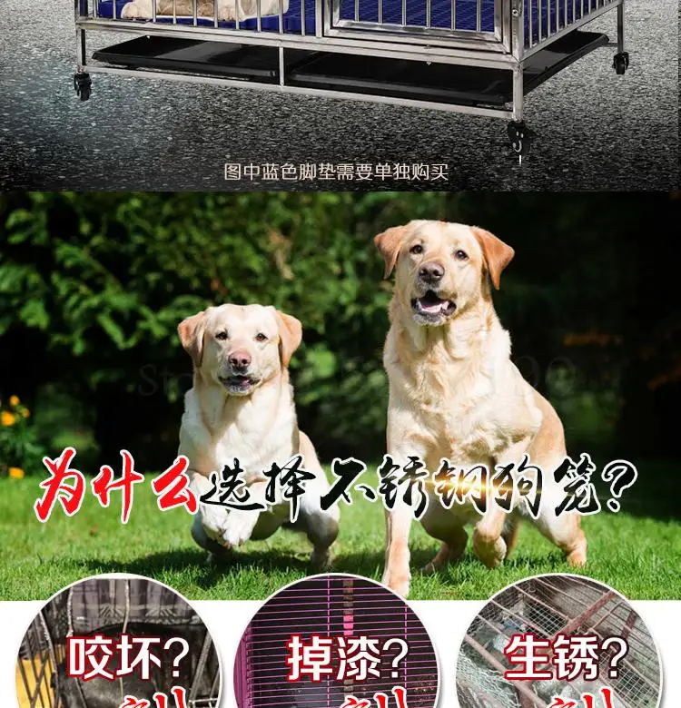 Stainless Steel Dog Cage Live Bottom Small Medium Large Dog Pet Cage