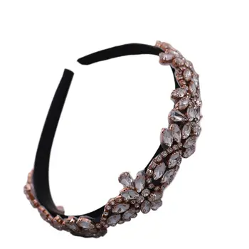 

Baorque Jewelry Wide Headband Luxury Waterdrop Crystal Rose Gold Alloy Hair Hoop M6CD