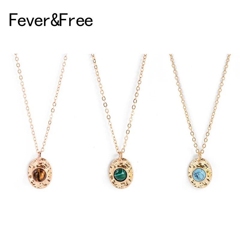 Женское Ожерелье с натуральным камнем Fever &amp Free 5 цветов изысканное тонкое