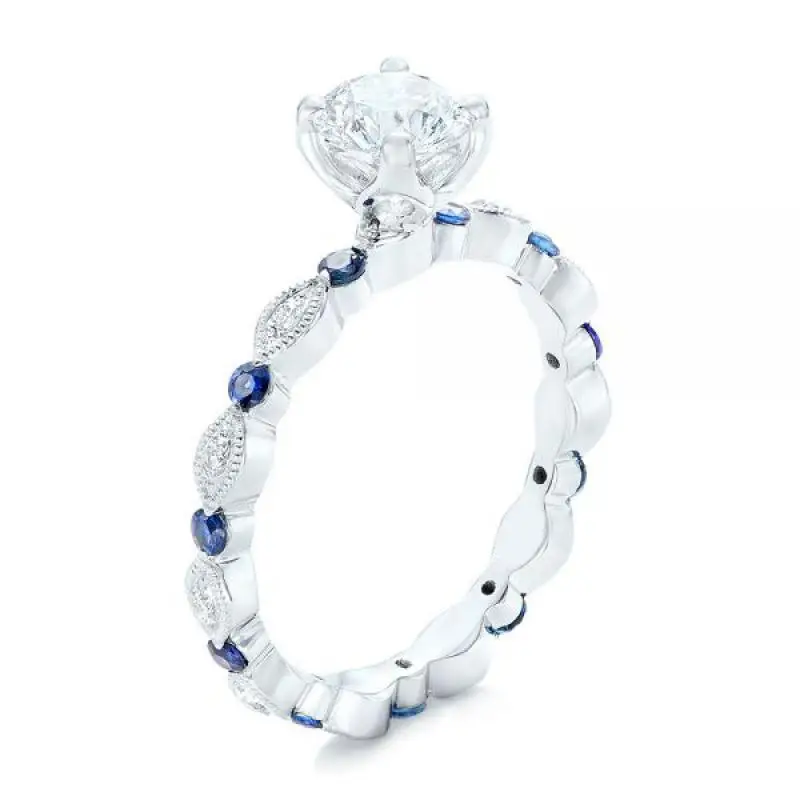 Simple Style Ladies Big Zircon Ring Micro Set Blue Fashion Engagement Banquet To Send Girlfriend Birthday Gift | Украшения и