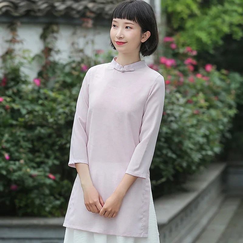 Китайский ветер моды Cheongsam куртка рукав пластины кнопки китайский стиль куртка Женский обслуживание чай