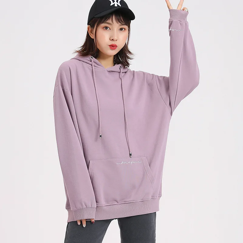 

Johnature Women Clothes 2019 Autumn New Korean Casual Sweatshirt Simple Loose Letters Embroidered Pullovers 4 Colors Hoodies