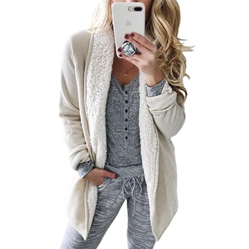 

Women Winter Coat Open Stitch Slim Overwear Streetwear Turn Down Collar Long Coat Casual Slim Long Sleeves Autumn Clothes Thick