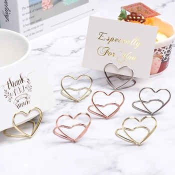 

Photos Clips Cool Wedding Party Desktop Decoration Place Card Holder Romantic Heart Ring Shape Photo Clip Table Number Stand