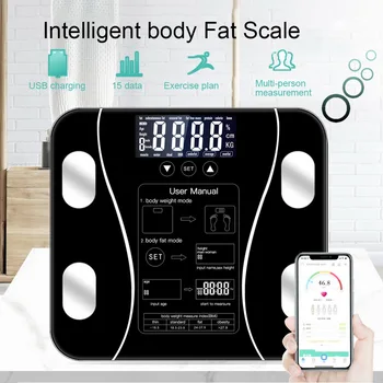 

Black weight scale Body Fat Scales Floor Scientific Smart Electronic LED Digital Weight Bathroom Balance Bluetooth