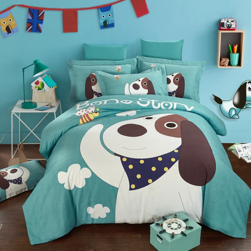 

Cotton Cartoon Bedding 4pcs Thicken Grinding Wool Children Bed Sheets Quilt Cover Four Seasons Universal Comfortable Breathable