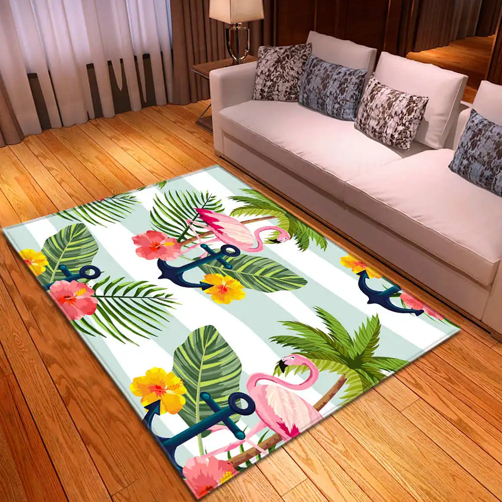 Modern Livingroom Anti-slip Area Rug Girls Room Decor Flannel Carpets Bedside Floor Baby Crawling Flamingo Mat Rugs Carpet - Цвет: No-10