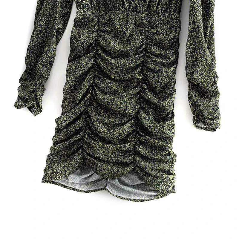 Модное осеннее платье Vestidos, сексуальное женское платье бодикон с v-образным вырезом, Драпированное Платье для девушек, тонкие вечерние праздничные плиссированные платья-карандаш