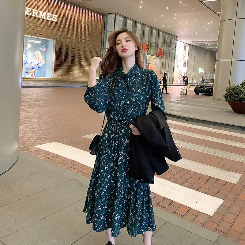 

Young Dress Royal Sister Elegant Spring Long Chiffon Skirt 2020 New Style Korean-style Waist Hugging Slimming Western Style WOME