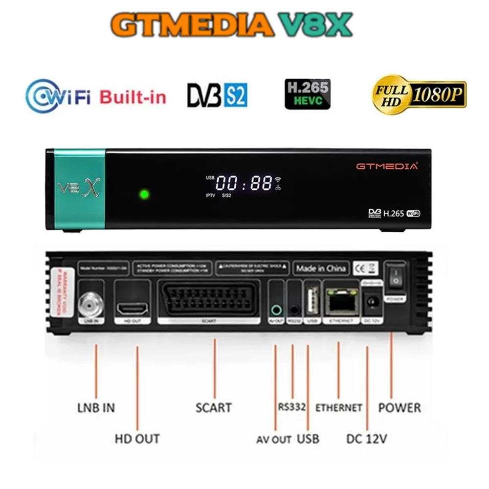 New arrival GTmedia V8X Satellite Receiver Upgraded by GTmedia V8 NOVA V8 HONOR Built in Wifi FTA 1080P FHD H.265 Decorder