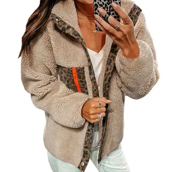 

2019 Faux Fur Jackets Female Winter Leopard Jacket Ladies Winter Warm Coat Women Thick Teddy Bear Coat with Fur Fleece Coats