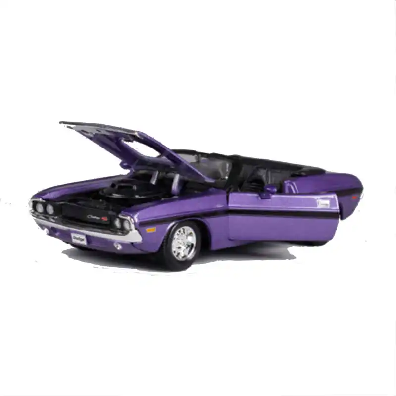

1:24 1970 Dodge Challenger RT Convertible Purple Metal Luxury Vehicle Diecast Pull Back Cars Model Toy Collection Xmas Gift