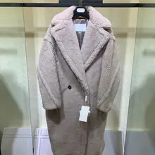 Женское зимнее теплое длинное пальто, свободная Меховая куртка