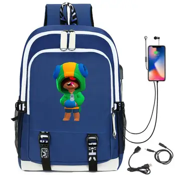 

Hot Game Backpack Spike Shelly Leon Cartoon Bag Travel Backpack USB Charging Backpack With Headphones Hole Student Bag