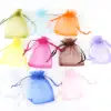 Sacs d'emballage pour bijoux en Organza, pochettes 7x9 9 9x12 10x15, pochettes d'emballage pour cadeaux, décoration de fête de mariage, cordon, 50pcs ► Photo 2/6