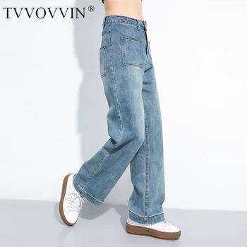 

loose Blue Pocket Split Joint Long Wide Leg Jeans High Waist Loose Women Trousers Fashion Tide Spring Autumn 2020 0ZB5