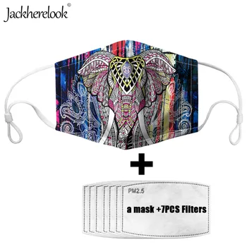 

Jackherelook Bohe Face Mask Unisex Bohemian Elephant Indian Mandala 3D Print Dustproof PM2.5 Mouth Kids Masks With 7PCS Filters