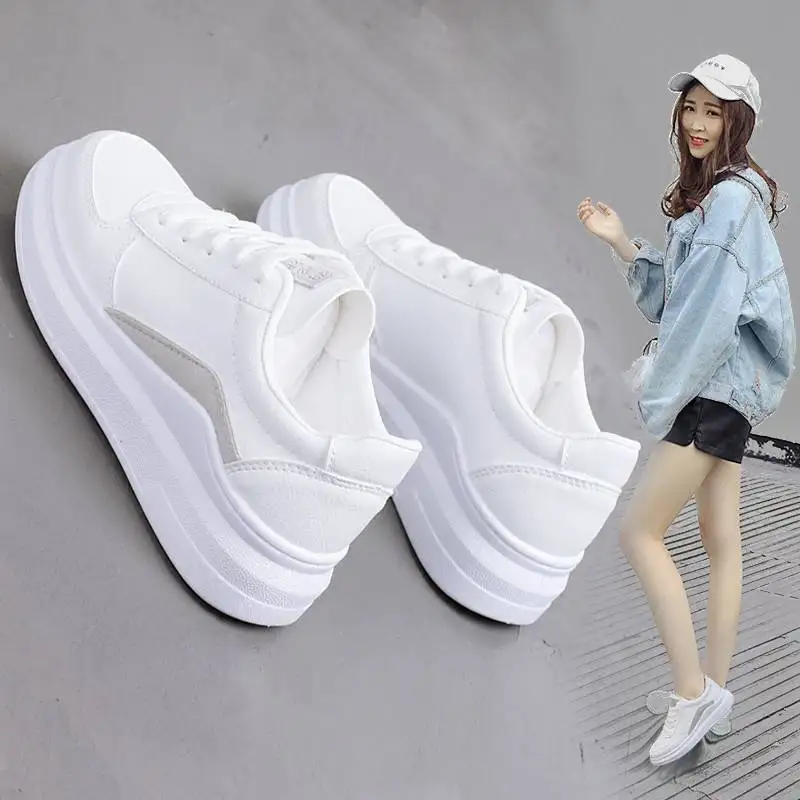

Small White Shoes Women's Spring And Autumn 2019 New Style Korean-style Versatile Base Thick Bottomed Students Extra High Breath