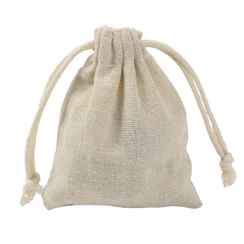 Best 50Pcs Handmade Muslin Cotton and Linen Drawstring Packaging Gift Bags for Coffee Bean Candy Jewelry Pouch Storage Wedding C