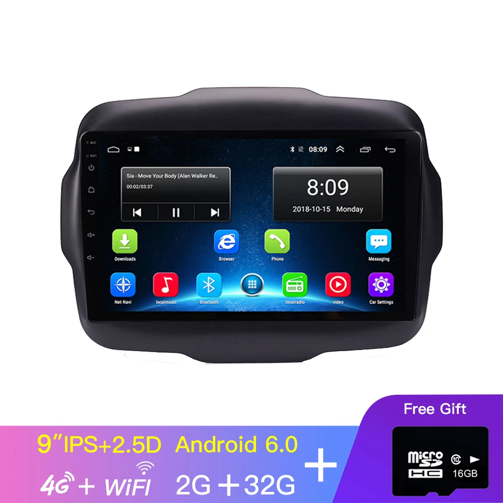 EKIY " ips Автомагнитола Android Центральный Мультимедиа для Jeep Renegade стерео Avto No 2din Navi навигация gps плеер - Цвет: 2G 32G with 4G