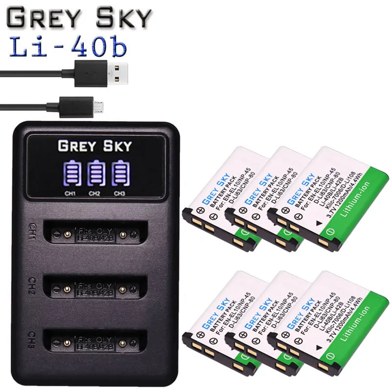 6 PIÈCES de Haute qualité 1200mah LI-42B Li-40B LI42B Li 42B 40B Batterie pour Appareil Photo OLYMPUS U700 U710 FE230 FE340 FE290 FE360 + chargeur