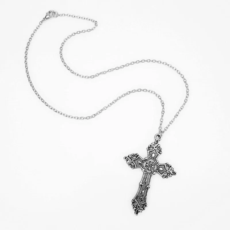 Fashion Vintage Cross Pendant Necklace For Women Men Gift Long Chain Punk Goth Jewelry Accessories Choker Gothic Wholesale