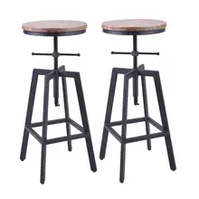 Промышленные барные стулья, кухонный обеденный стул, деревянный металлический барный стул, регулируемая высота поворотный счетчик высота барный стул набор из 2