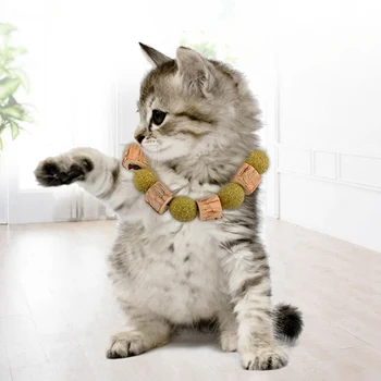 

New Pet Cat Natural Catnip Ball Treat Cat Natural Catnip Toy Durable Elastic Necklace Chew Teeth Cleaning Toys For Cat